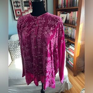 Johnny Was Ellen Velvet Blouse NWT SZ L